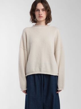 Micaela Greg Cream Boucle Rolled Sweater